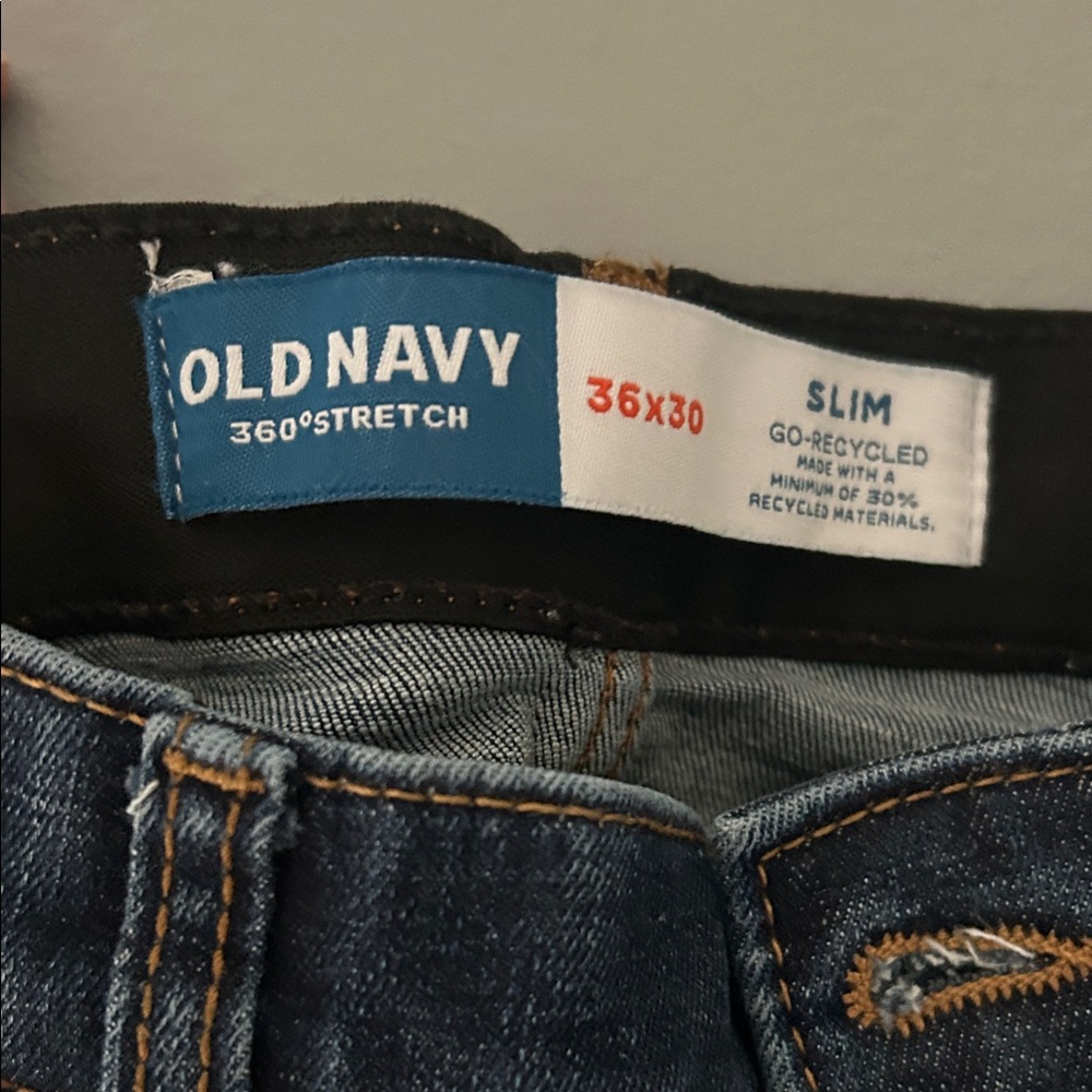 Old Navy Slim Straight Jeans in Dark Wash Blue - Picture 2 of 5